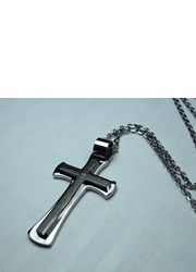 項鍊/JL097-2/ 大鈦鋼十字架項鍊-雙層十字主禱文